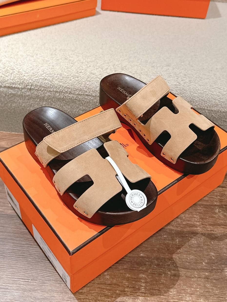 Hermes wooden sole sandals-19